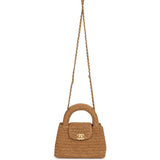 Chanel Small Kelly Shopper Dark Beige Raffia Brushed Gold Hardware - Thumbnail View 7
