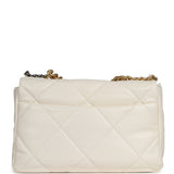 Chanel Large 19 Flap Bag White Shiny Lambskin Mixed Metal Hardware - Thumbnail View 3