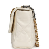 Chanel Large 19 Flap Bag White Shiny Lambskin Mixed Metal Hardware - Thumbnail View 4