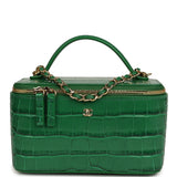 Chanel Small Top Handle Vanity Case Green Croc Embossed Calfskin Gold Hardware - Thumbnail View 1