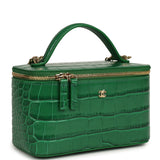 Chanel Small Top Handle Vanity Case Green Croc Embossed Calfskin Gold Hardware - Thumbnail View 2