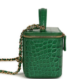 Chanel Small Top Handle Vanity Case Green Croc Embossed Calfskin Gold Hardware - Thumbnail View 3