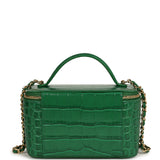 Chanel Small Top Handle Vanity Case Green Croc Embossed Calfskin Gold Hardware - Thumbnail View 4