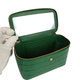 Chanel Small Top Handle Vanity Case Green Croc Embossed Calfskin Gold Hardware - Thumbnail View 8