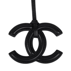 Chanel CC Logo Bag Charm Black Lambskin Gold Hardware
