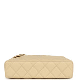 Chanel Top Handle Long Vanity Case with Chain Beige Shiny Caviar Light Gold Hardware - Thumbnail View 6