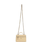 Chanel Top Handle Long Vanity Case with Chain Beige Shiny Caviar Light Gold Hardware - Thumbnail View 7