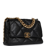 Chanel Large 19 Flap Bag Black Shiny Lambskin Mixed Metal Hardware - Thumbnail View 2