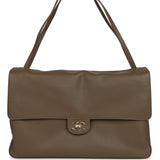 Chanel Maxi "Souplissimo" Large Flap Bag Dark Khaki Grained Calfskin Gold Hardware - Thumbnail View 1