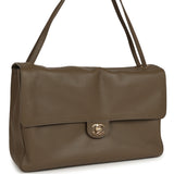 Chanel Maxi "Souplissimo" Large Flap Bag Dark Khaki Grained Calfskin Gold Hardware - Thumbnail View 2
