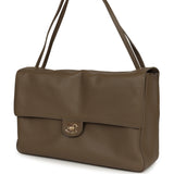 Chanel Maxi "Souplissimo" Large Flap Bag Dark Khaki Grained Calfskin Gold Hardware - Thumbnail View 5
