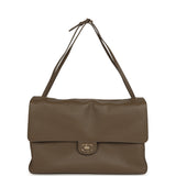 Chanel Maxi "Souplissimo" Large Flap Bag Dark Khaki Grained Calfskin Gold Hardware - Thumbnail View 7