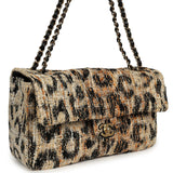 Chanel Maxi Leopard Print "Souplissimo" Small Flap Bag Brown, Black, White Tweed, Mixed Fibers Gold Hardware - Thumbnail View 2
