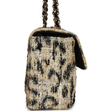 Chanel Maxi Leopard Print "Souplissimo" Small Flap Bag Brown, Black, White Tweed, Mixed Fibers Gold Hardware - Thumbnail View 3