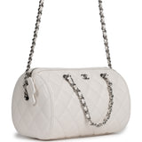 Chanel Mini Timeless Classic Barrel Bag with Chain White Shiny Caviar Silver Hardware - Thumbnail View 2