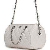Chanel Mini Timeless Classic Barrel Bag with Chain White Shiny Caviar Silver Hardware - Thumbnail View 5