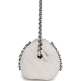Chanel Mini Timeless Classic Barrel Bag with Chain White Shiny Caviar Silver Hardware - Thumbnail View 3