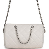 Chanel Mini Timeless Classic Barrel Bag with Chain White Shiny Caviar Silver Hardware - Thumbnail View 4