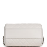 Chanel Mini Timeless Classic Barrel Bag with Chain White Shiny Caviar Silver Hardware - Thumbnail View 6