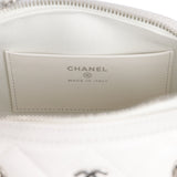 Chanel Mini Timeless Classic Barrel Bag with Chain White Shiny Caviar Silver Hardware - Thumbnail View 8