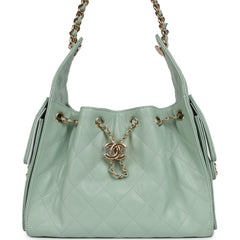 Chanel Small 25 Hobo Bag Light Green Caviar Gold Hardware