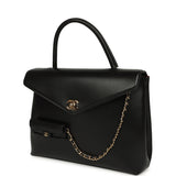 Chanel Top Handle Envelope Flap Bag Black Calfskin Gold Hardware - Thumbnail View 5