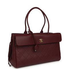 Chanel Large "Urban Essential" East West Shopping Tote Dark Burgundy Caviar Gold Hardware