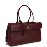 Chanel Large "Urban Essential" East West Shopping Tote Dark Burgundy Caviar Gold Hardware - Thumbnail View 2