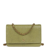 Chanel Wallet On Chain WOC Green Lizard Embossed Calfskin Gold Hardware - Thumbnail View 1