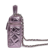 Chanel Top Handle Long Vanity Case with Chain Pink Metallic Calfskin Gold Hardware - Thumbnail View 3