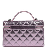 Chanel Top Handle Long Vanity Case with Chain Pink Metallic Calfskin Gold Hardware - Thumbnail View 4