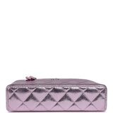 Chanel Top Handle Long Vanity Case with Chain Pink Metallic Calfskin Gold Hardware - Thumbnail View 6