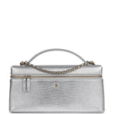 Chanel Top Handle Long Vanity Case with Chain Silver Metallic Lizard Embossed Calfskin Light Gold Hardware - Thumbnail View 1
