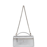 Chanel Top Handle Long Vanity Case with Chain Silver Metallic Lizard Embossed Calfskin Light Gold Hardware - Thumbnail View 7