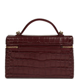 Chanel Top Handle Long Vanity Case with Chain Dark Burgundy Croc Embossed Calfskin Gold Hardware - Thumbnail View 4