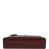 Chanel Top Handle Long Vanity Case with Chain Dark Burgundy Croc Embossed Calfskin Gold Hardware - Thumbnail View 6