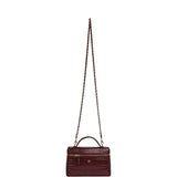 Chanel Top Handle Long Vanity Case with Chain Dark Burgundy Croc Embossed Calfskin Gold Hardware - Thumbnail View 7