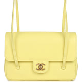 Chanel Small Preppy Coco Flap Bag Light Yellow Caviar Brushed Gold Hardware - Thumbnail View 1