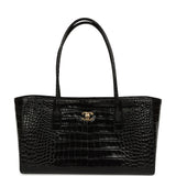 Chanel Small Cerf Shopping Bag Black Croc Embossed Calfskin Gold Hardware - Thumbnail View 1