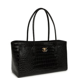 Chanel Small Cerf Shopping Bag Black Croc Embossed Calfskin Gold Hardware - Thumbnail View 2