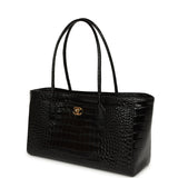 Chanel Small Cerf Shopping Bag Black Croc Embossed Calfskin Gold Hardware - Thumbnail View 5
