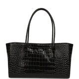 Chanel Small Cerf Shopping Bag Black Croc Embossed Calfskin Gold Hardware - Thumbnail View 4