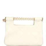 Chanel Pearl Top Handle Small Shopping Bag White Shiny Lambskin Brushed Gold Hardware - Thumbnail View 6