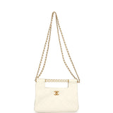 Chanel Pearl Top Handle Small Shopping Bag White Shiny Lambskin Brushed Gold Hardware - Thumbnail View 8