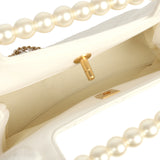 Chanel Pearl Top Handle Small Shopping Bag White Shiny Lambskin Brushed Gold Hardware - Thumbnail View 9