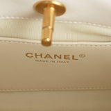 Chanel Pearl Top Handle Small Shopping Bag White Shiny Lambskin Brushed Gold Hardware - Thumbnail View 10