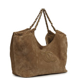 Chanel Large CC Cabas Hobo Bag Dark Beige Suede Gold Hardware - Thumbnail View 2