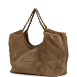 Chanel Large CC Cabas Hobo Bag Dark Beige Suede Gold Hardware - Thumbnail View 5
