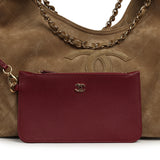 Chanel Large CC Cabas Hobo Bag Dark Beige Suede Gold Hardware - Thumbnail View 7