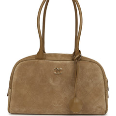Chanel Small "Perfect Bowling" Bag Dark Beige Suede Gold Hardware